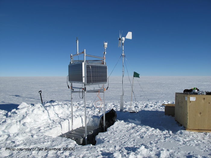 Instruments on Antarctic Ice Sheet