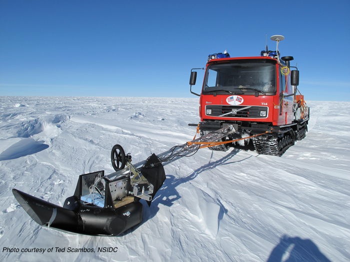 Antarctic traverse vehicle with radar for sensing crevasses