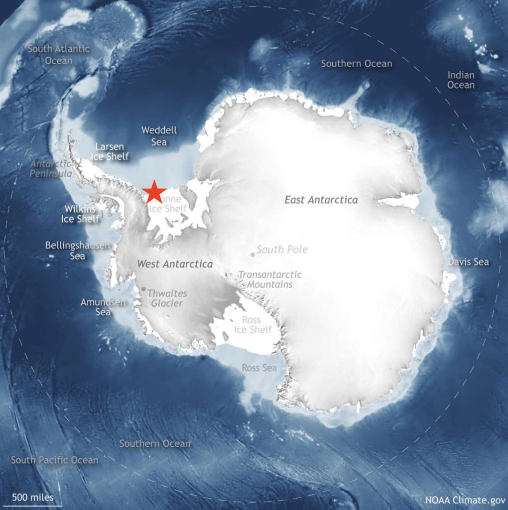 Ronne Ice Shelf Produces the A-76 Iceberg