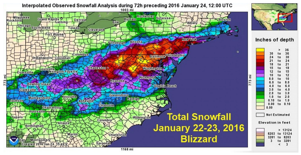 Major U.S. East Coast Snowstorm, January 2016